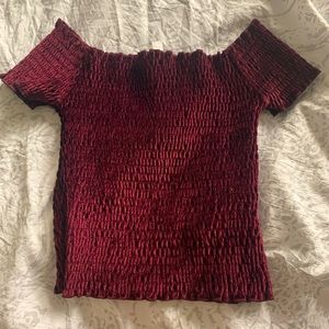 URBAN OUTFITTERS red velvet stretchy top XS